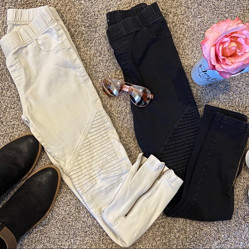 Two pair of identical  moto jeggings. Size small